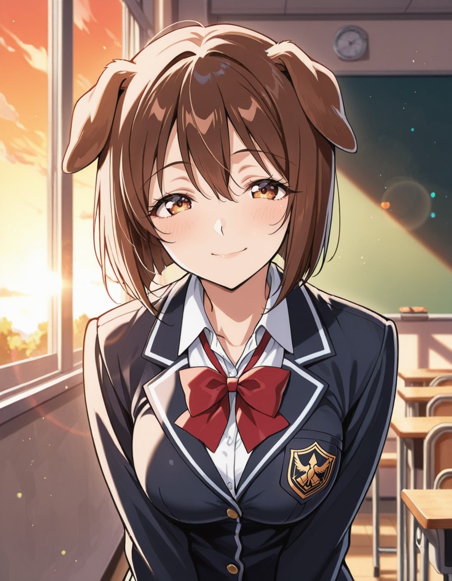 今日のわん娘 #34 「学生わん娘」 | の人気AIイラスト・グラビア