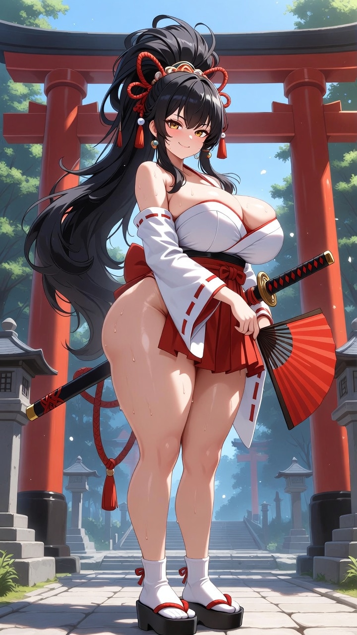 色々なムチムチ巫女