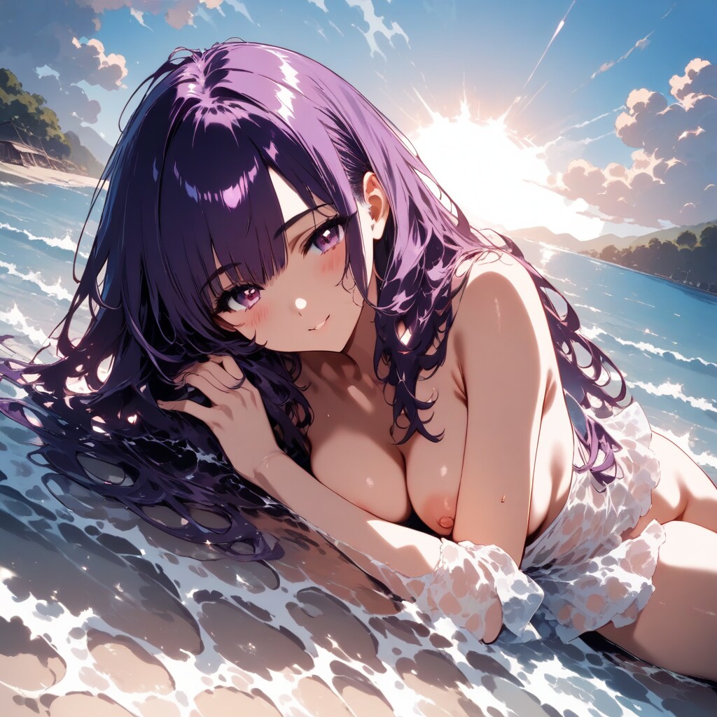 浅瀬で横に。