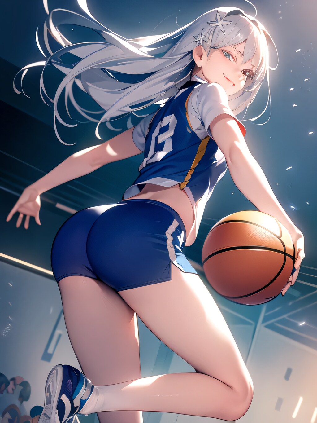 銀髪ロングでユニフォームの少女３
