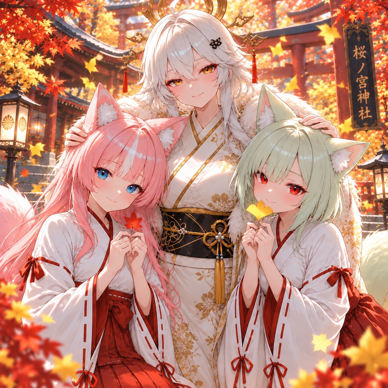 桜ノ宮神社の神使と神様🍁 | の人気AIイラスト・グラビア