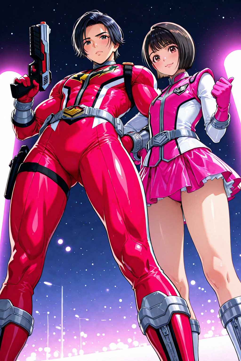 戦隊レッドとピンク
