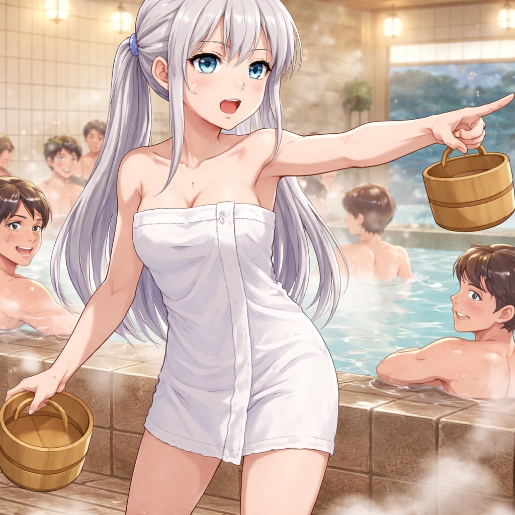 銭湯指揮官がいる