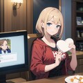 ourt AI Diffusionで、大きなマシュマロを持った女の子 2枚目