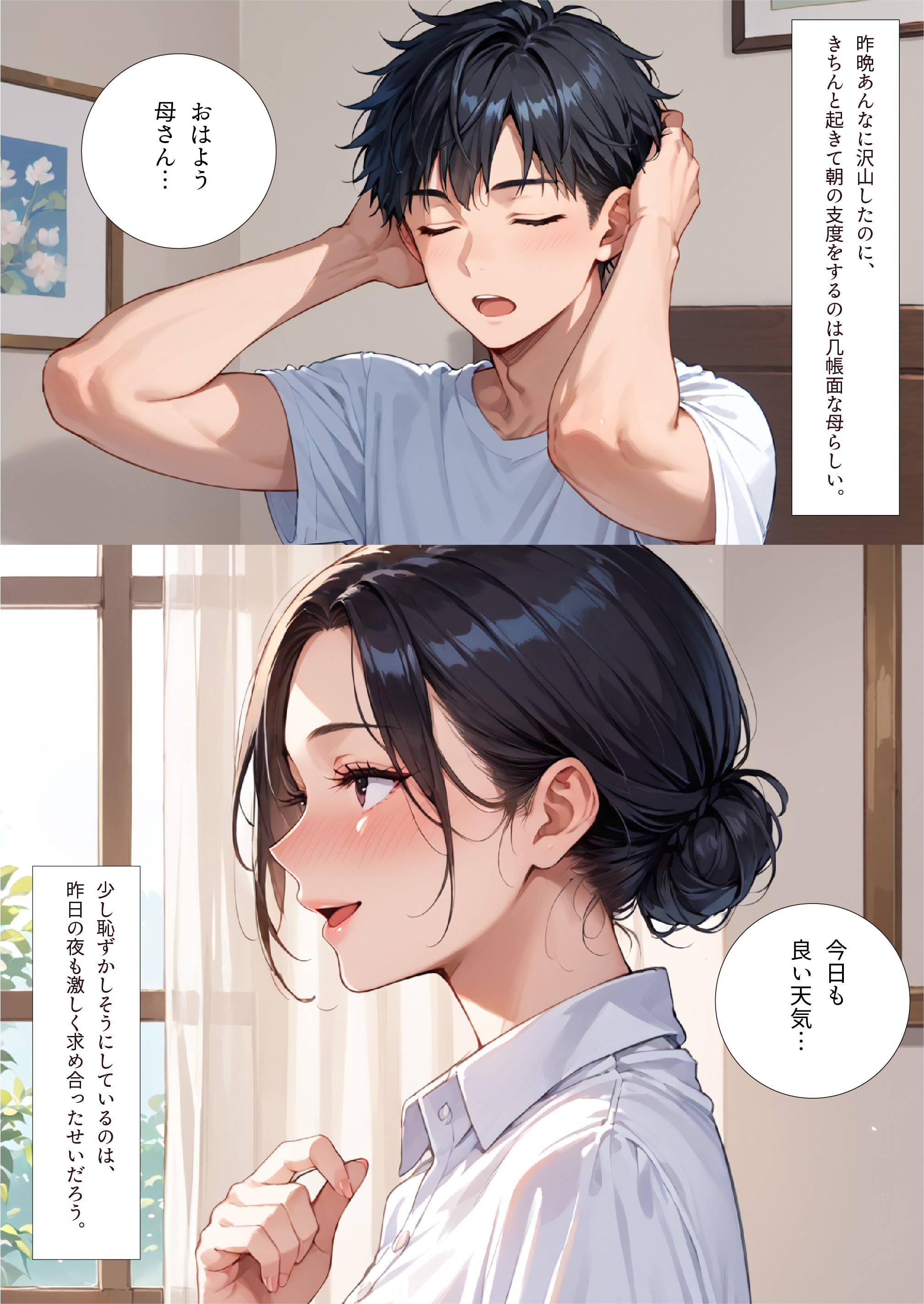 🌈制作中🌈 母と露天風呂付き客室のある温泉宿に行った話02 | の人気AIイラスト・グラビア