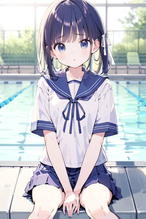 プールサイド(セーラー服)(AQUA) | の人気AIイラスト・グラビア
