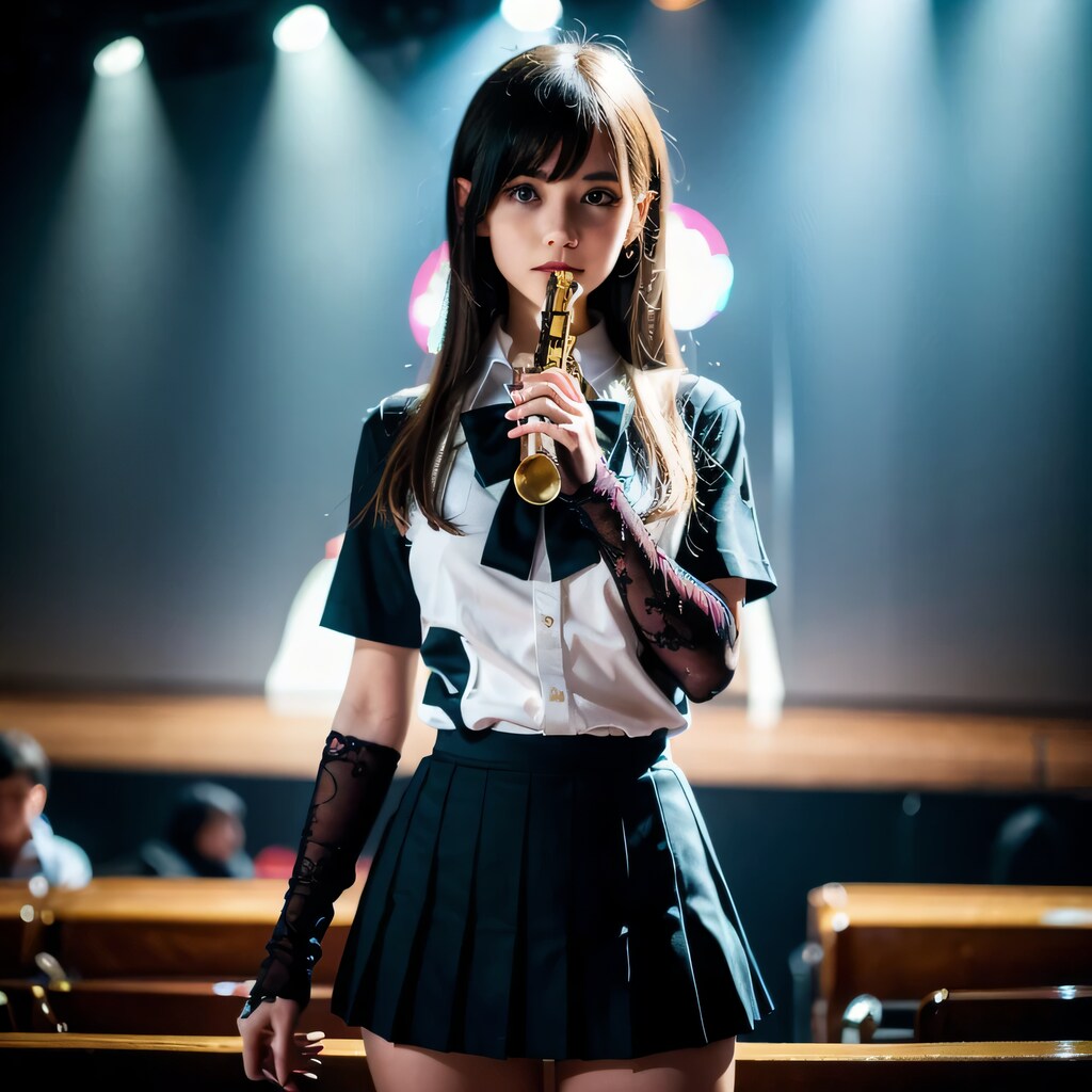 黒髪ロングでブラスバンドの美女４３