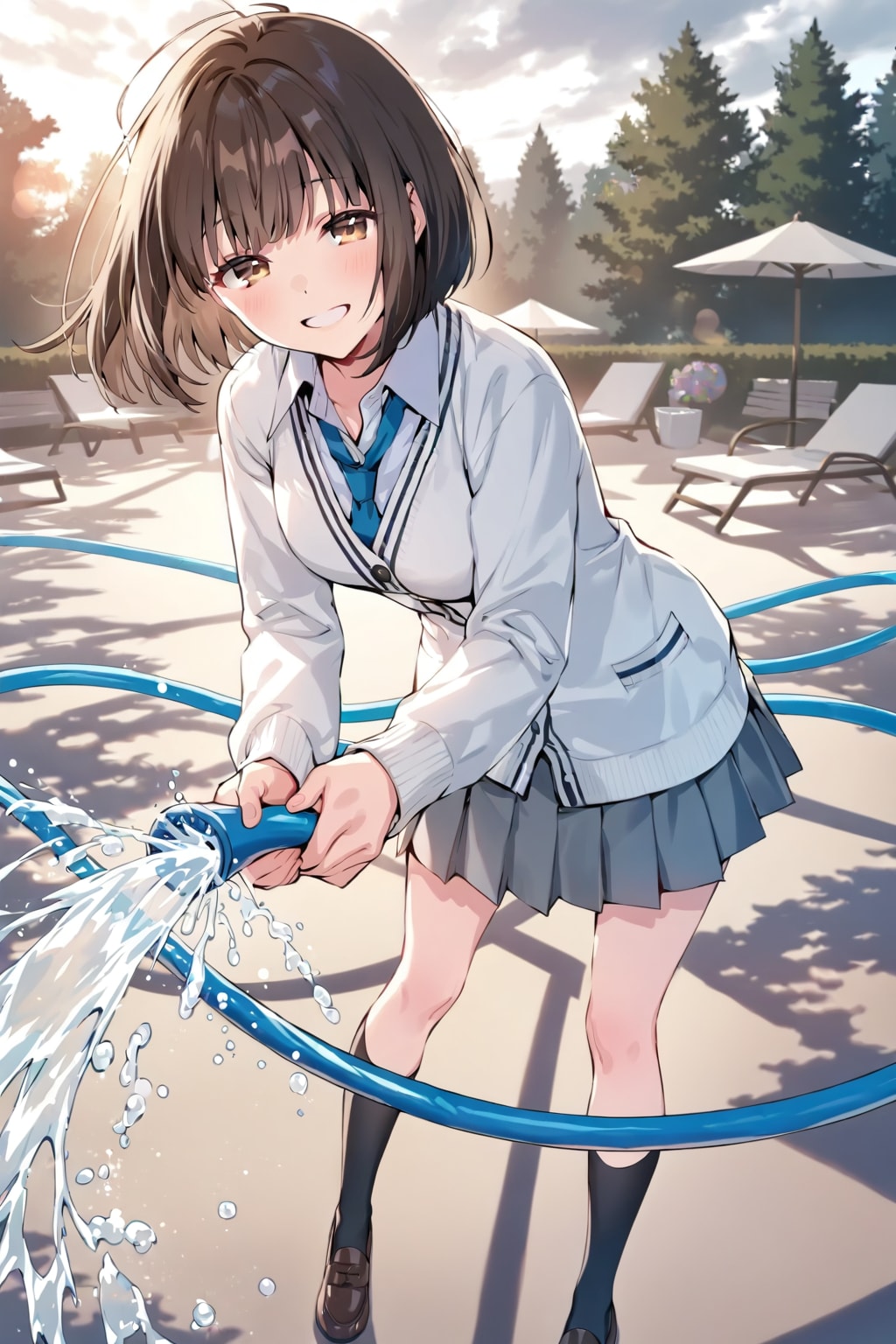 水撒きする子