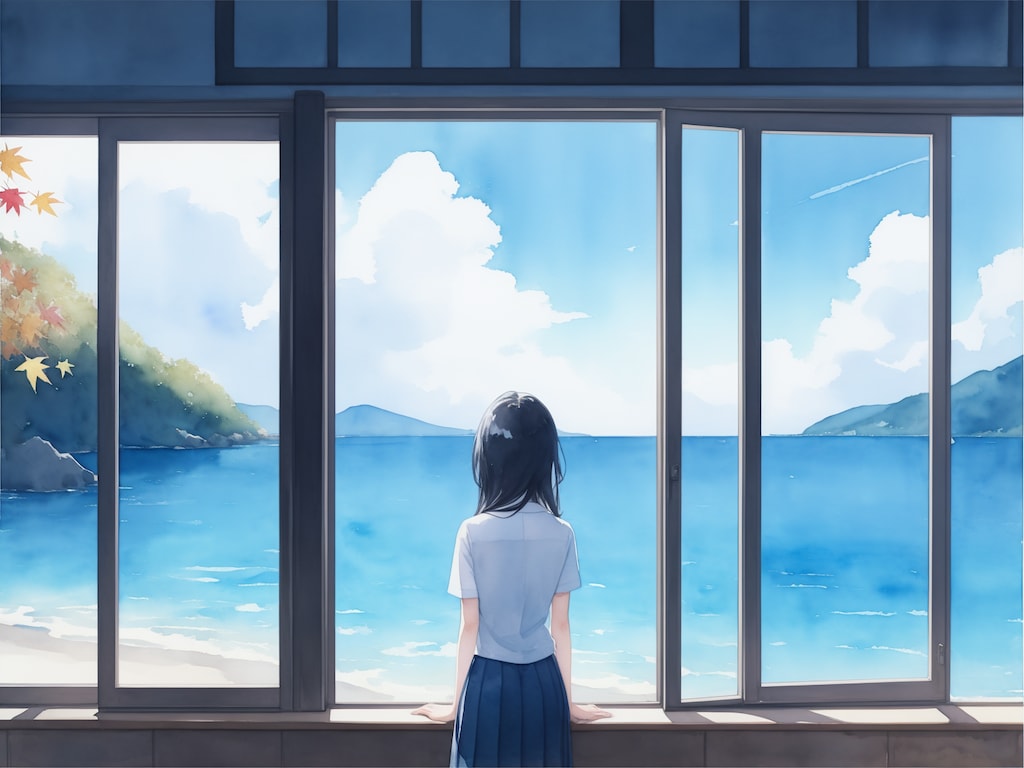 海が見える広い窓