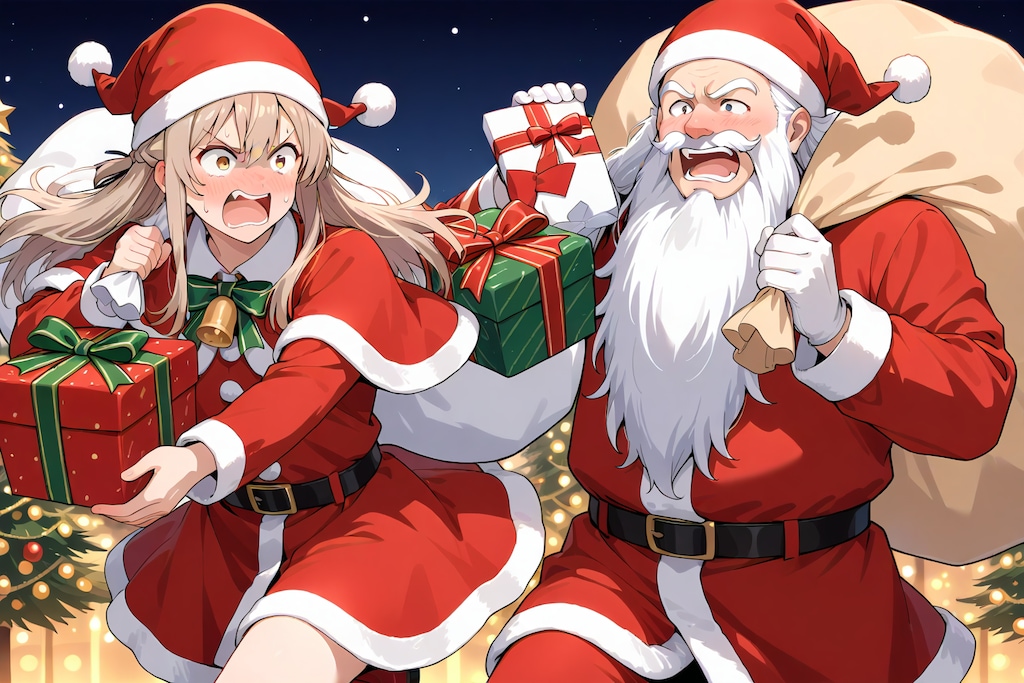 せっかちなサンタさんたち。