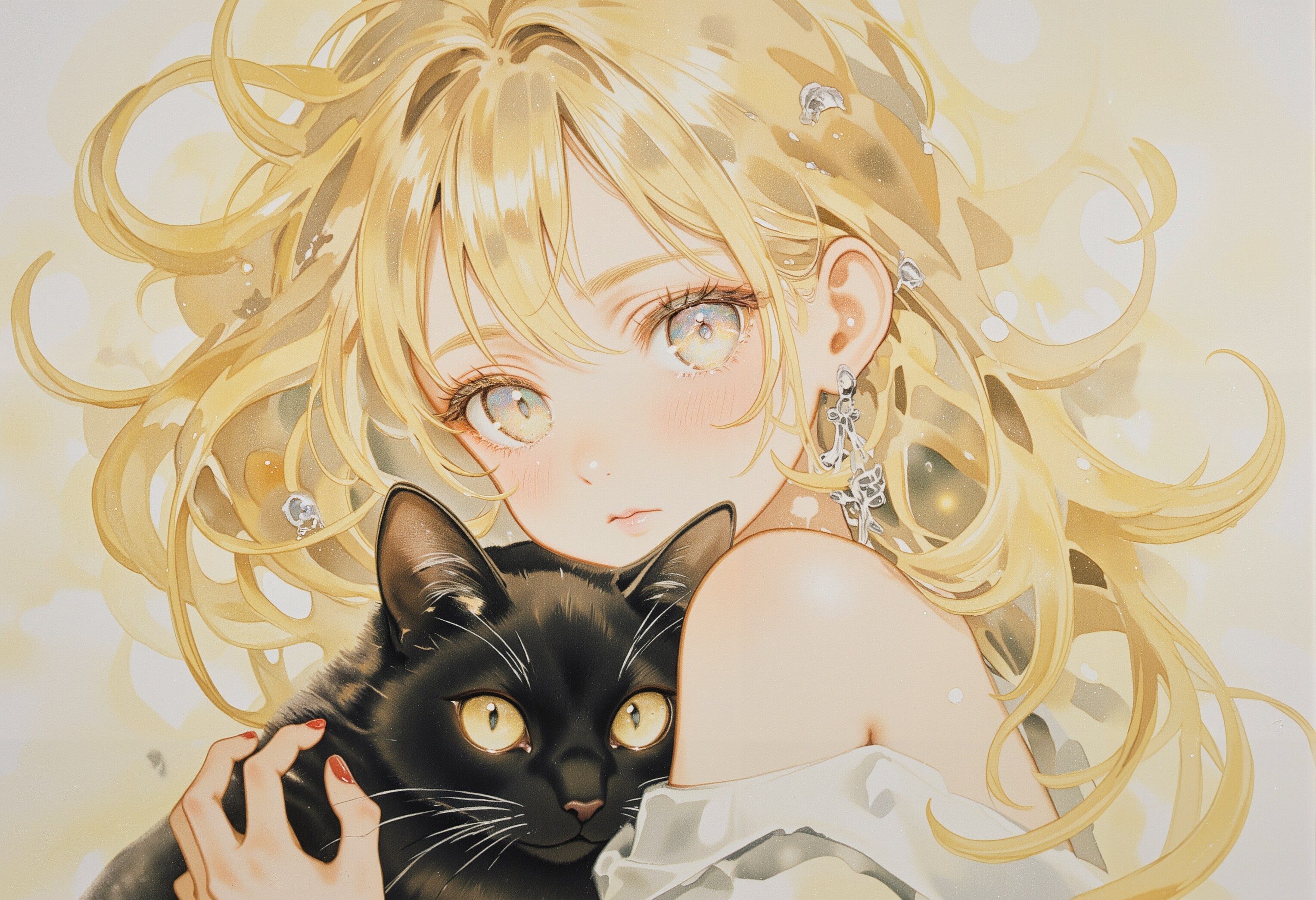 金髪の女の子と黒い猫 2 | の人気AIイラスト・グラビア