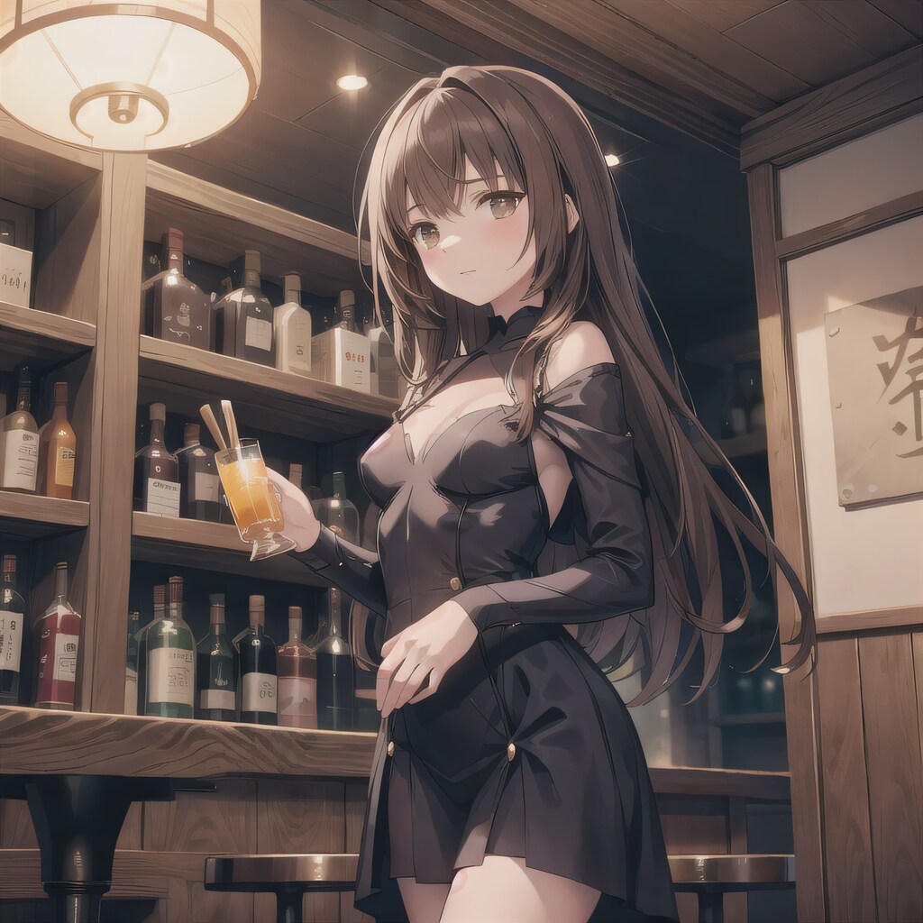 茶髪ロングで酒場の少女