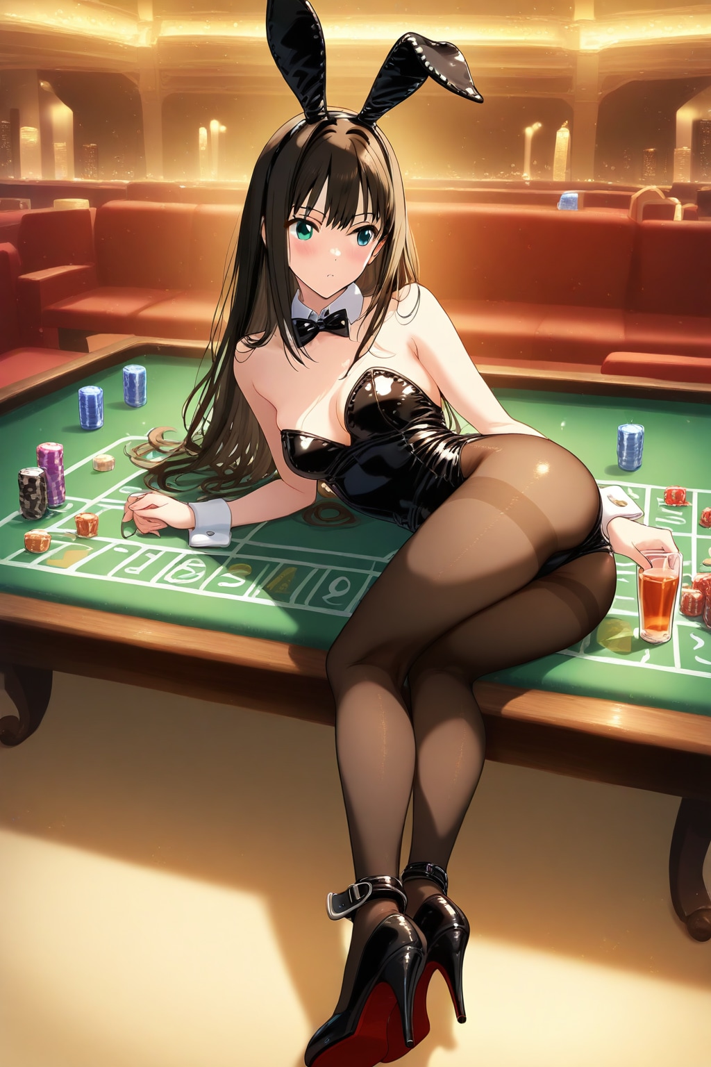 カジノにて、バニー衣装のしぶりんと。