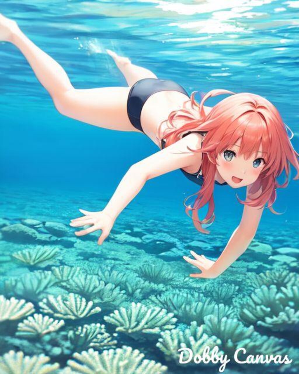No.35 珊瑚の海のスキューバダイビングガール