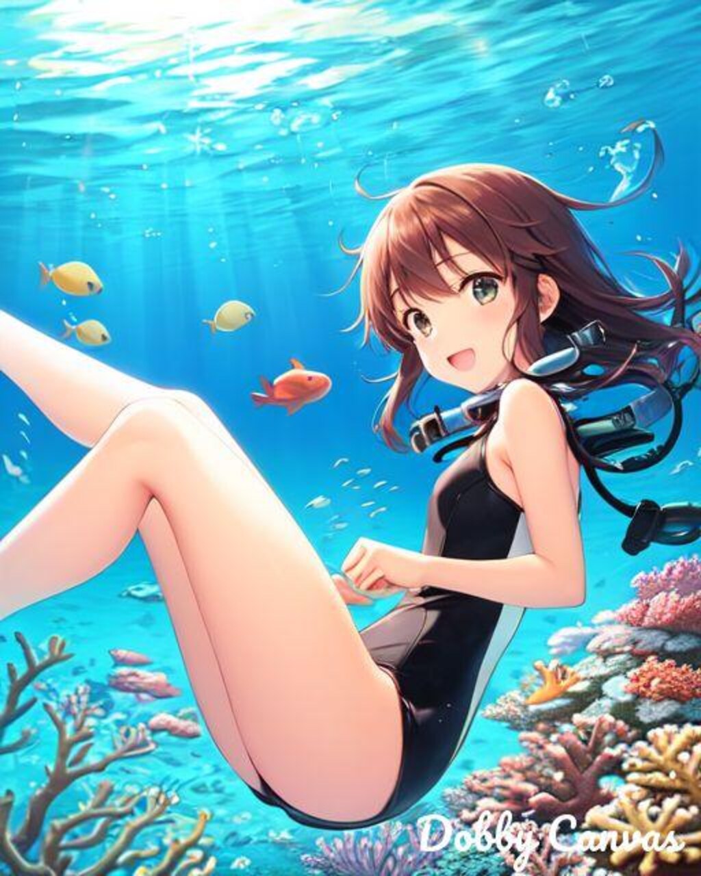 No.35 珊瑚の海のスキューバダイビングガール