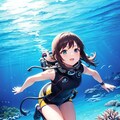No.35 珊瑚の海のスキューバダイビングガール 3枚目