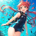 No.35 珊瑚の海のスキューバダイビングガール 2枚目