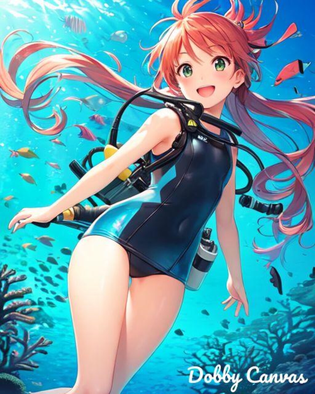 No.35 珊瑚の海のスキューバダイビングガール