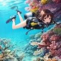 No.35 珊瑚の海のスキューバダイビングガール 4枚目