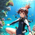 No.35 珊瑚の海のスキューバダイビングガール 5枚目