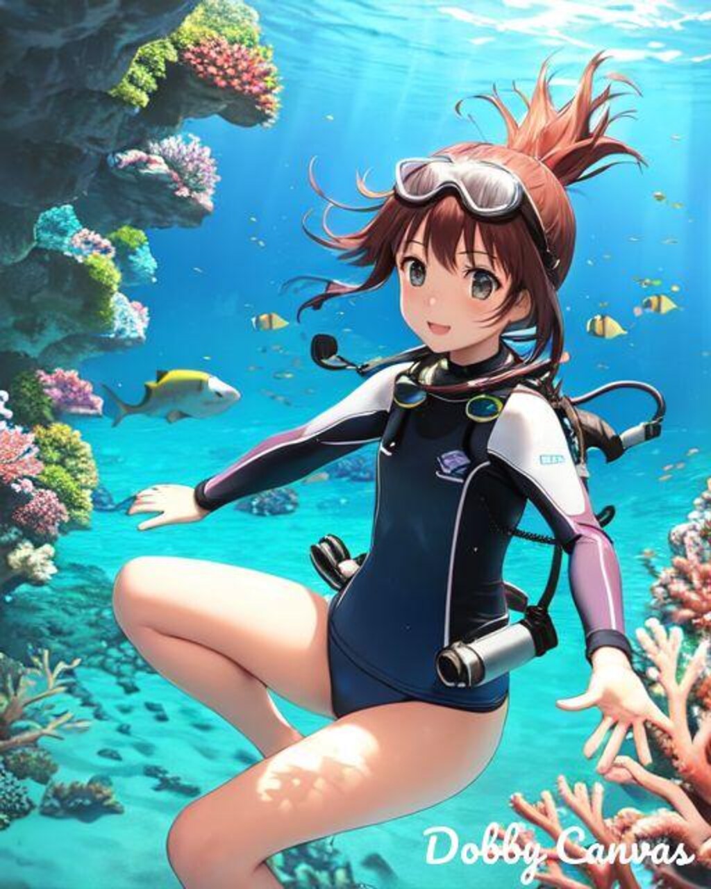 No.35 珊瑚の海のスキューバダイビングガール