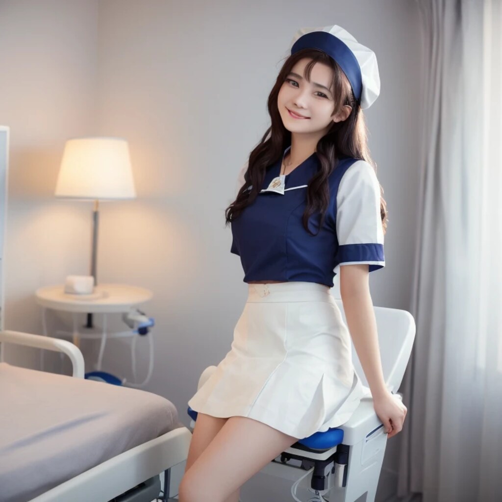 黒髪ロングで看護服の美女２５