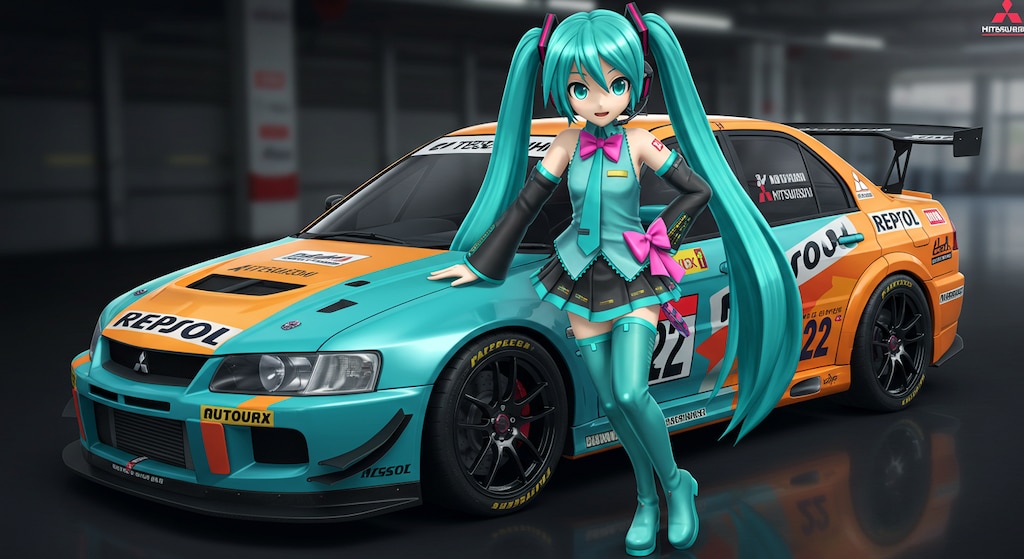 レプソルランサーエボリューションと初音ミク