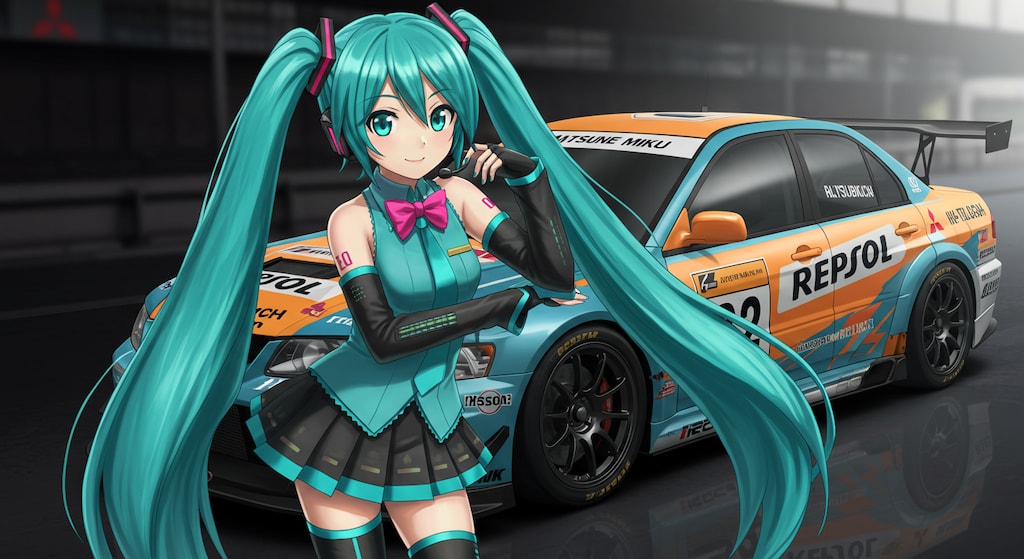 レプソルランサーエボリューションと初音ミク