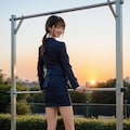 仕事帰りの鉄棒が楽しい女子 2枚目