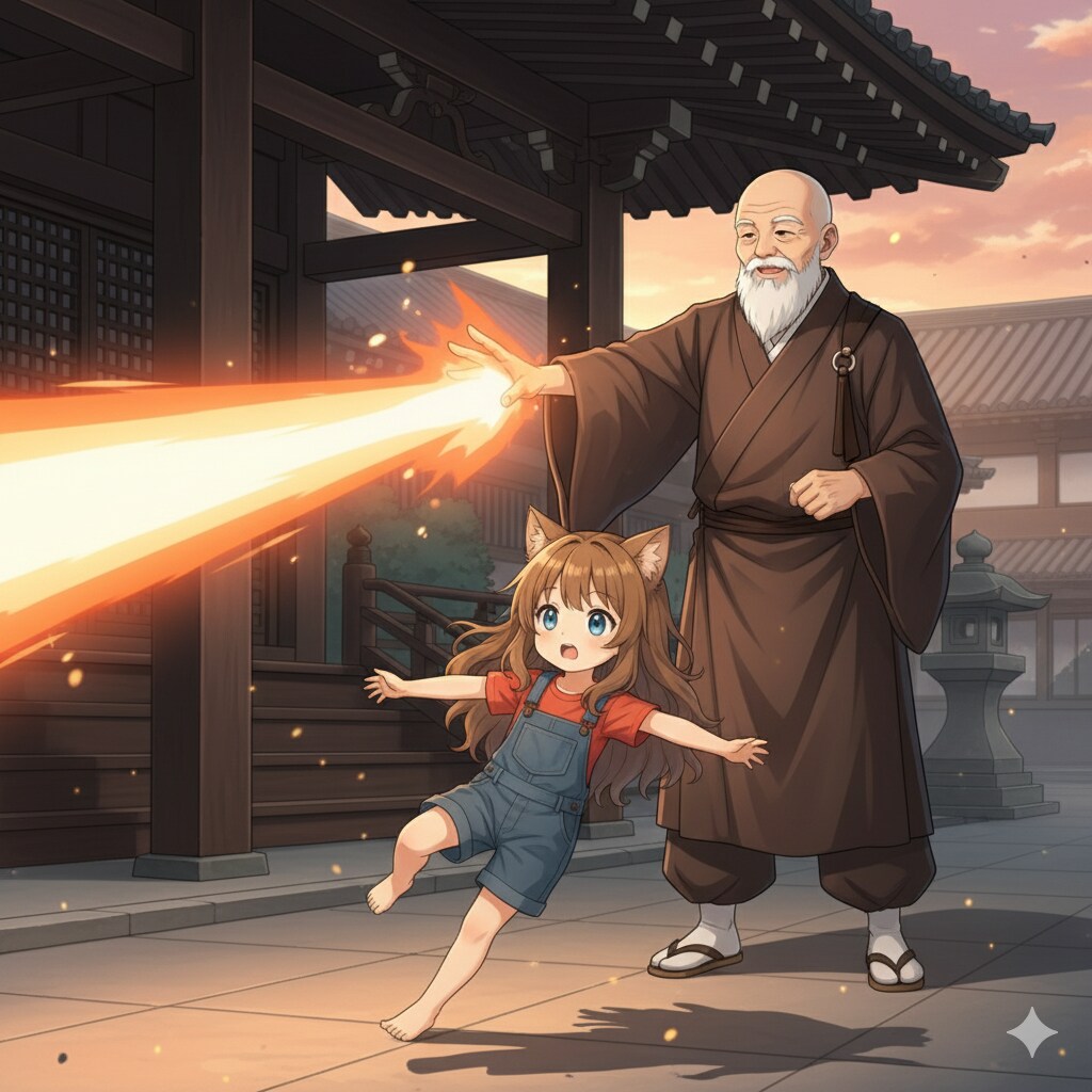 【コラボ？】キタシンさんの所の小さな女の子に北斗剛掌波を伝授しようとしている私