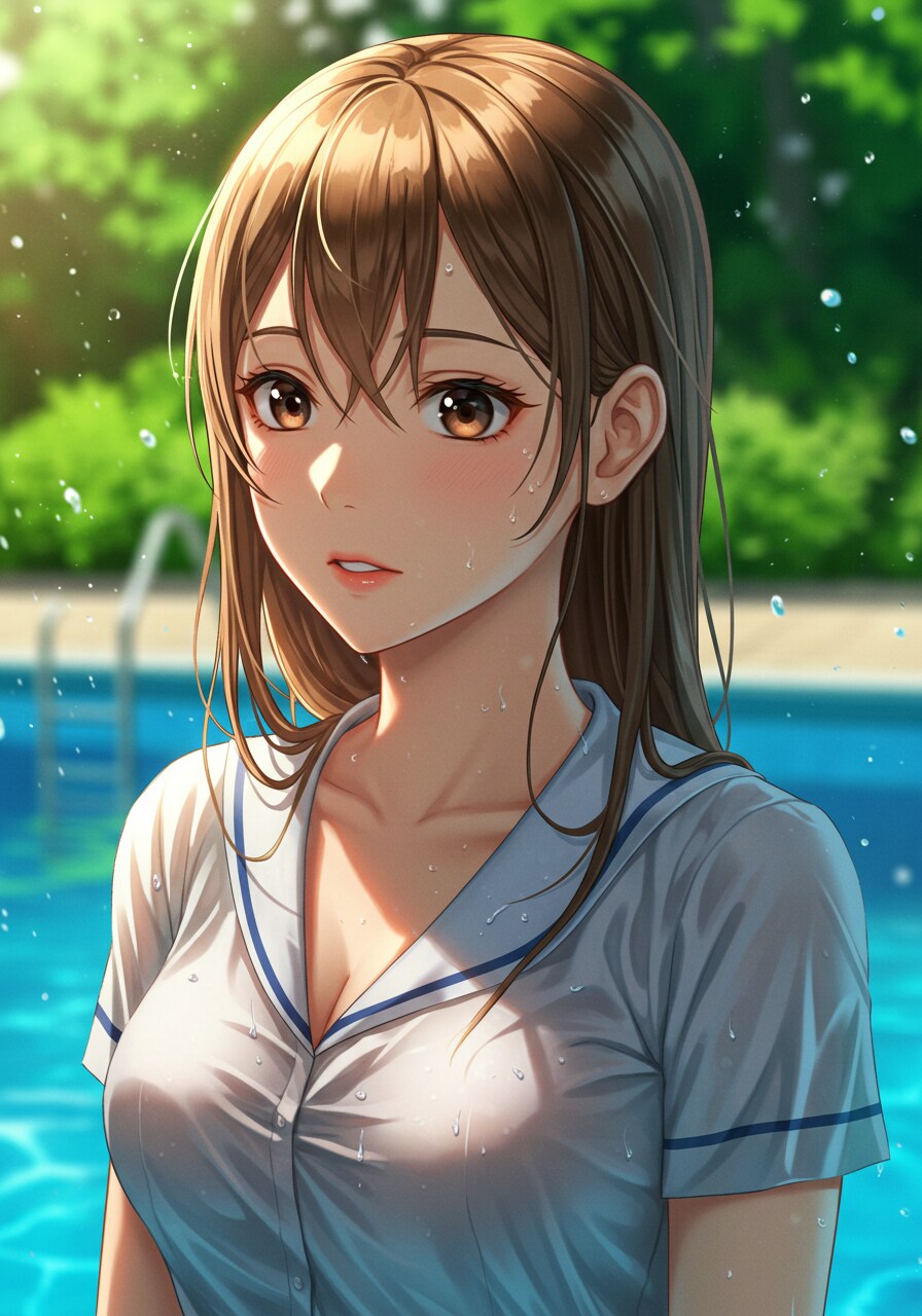 先輩とプールサイドで②