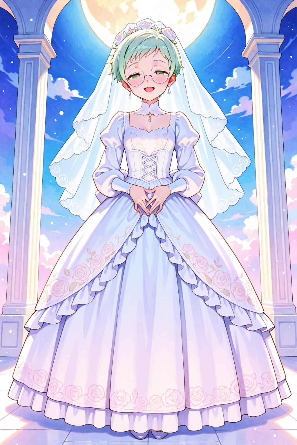 Midori in a wedding dress