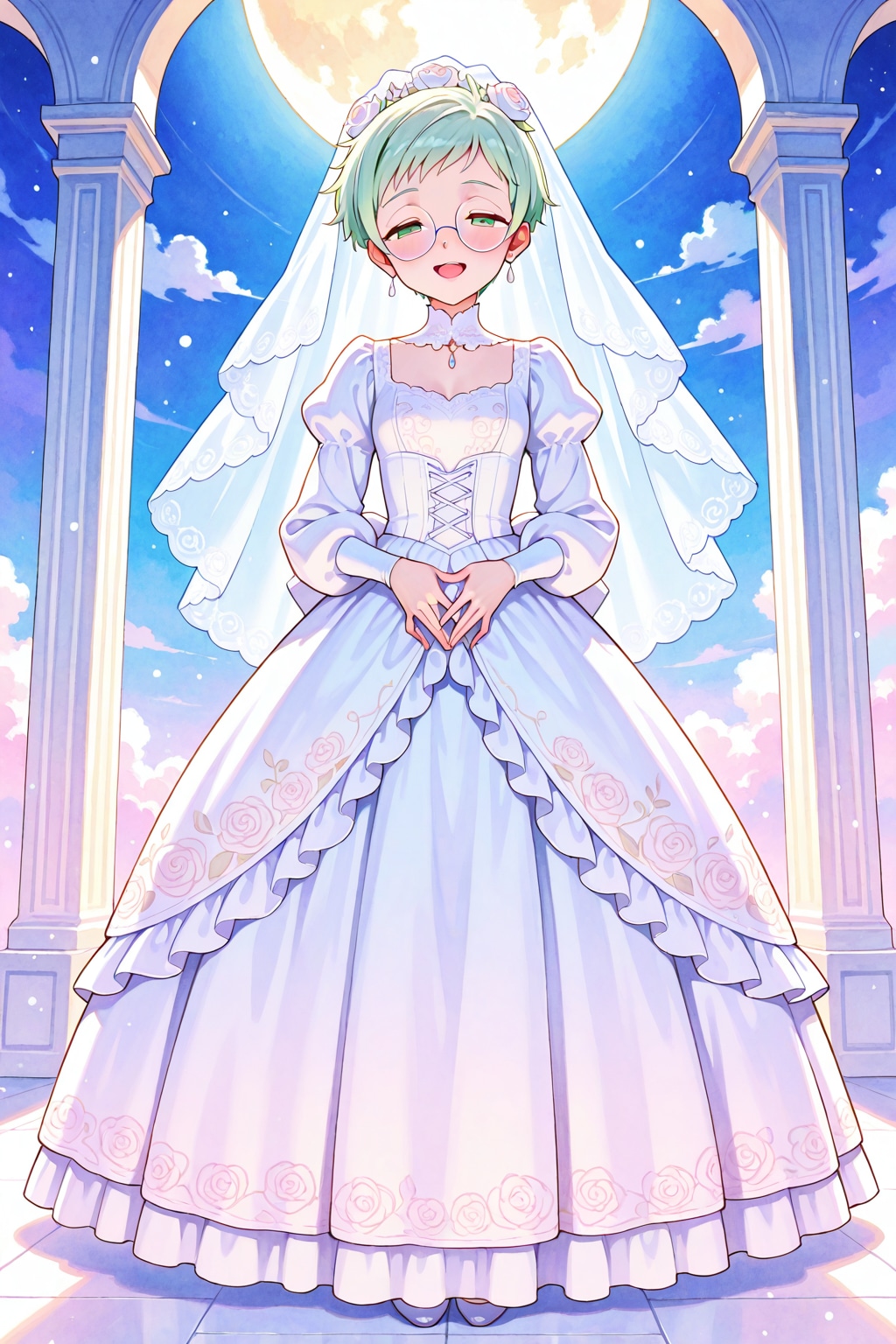 Midori in a wedding dress