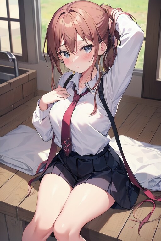 髪を結ぶ女性