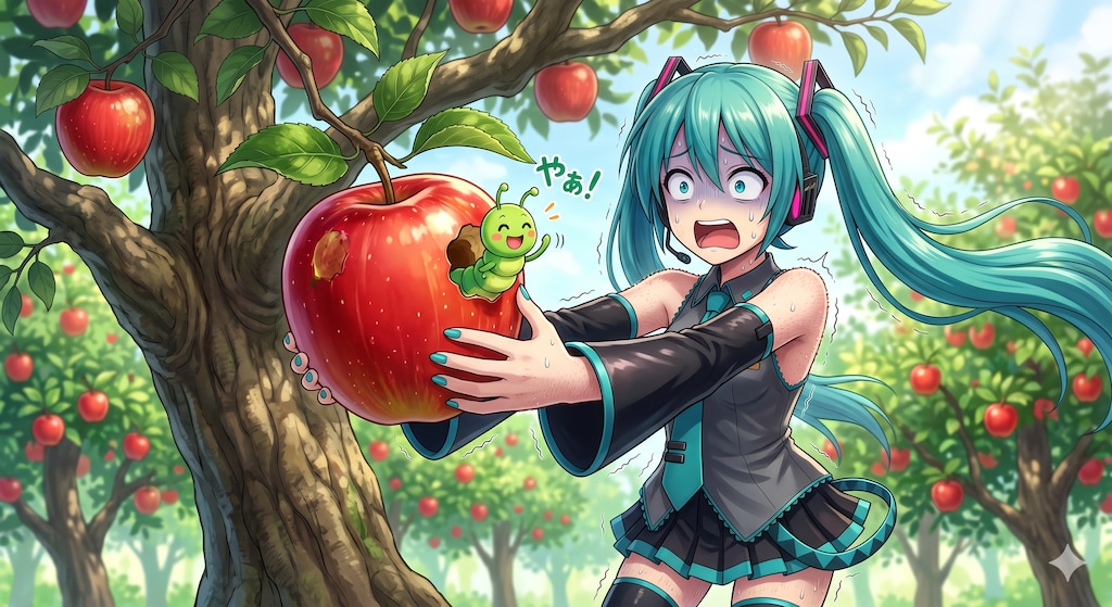 いも虫君とミクさん🍎