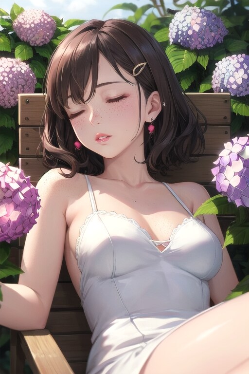 紫陽花とドレス