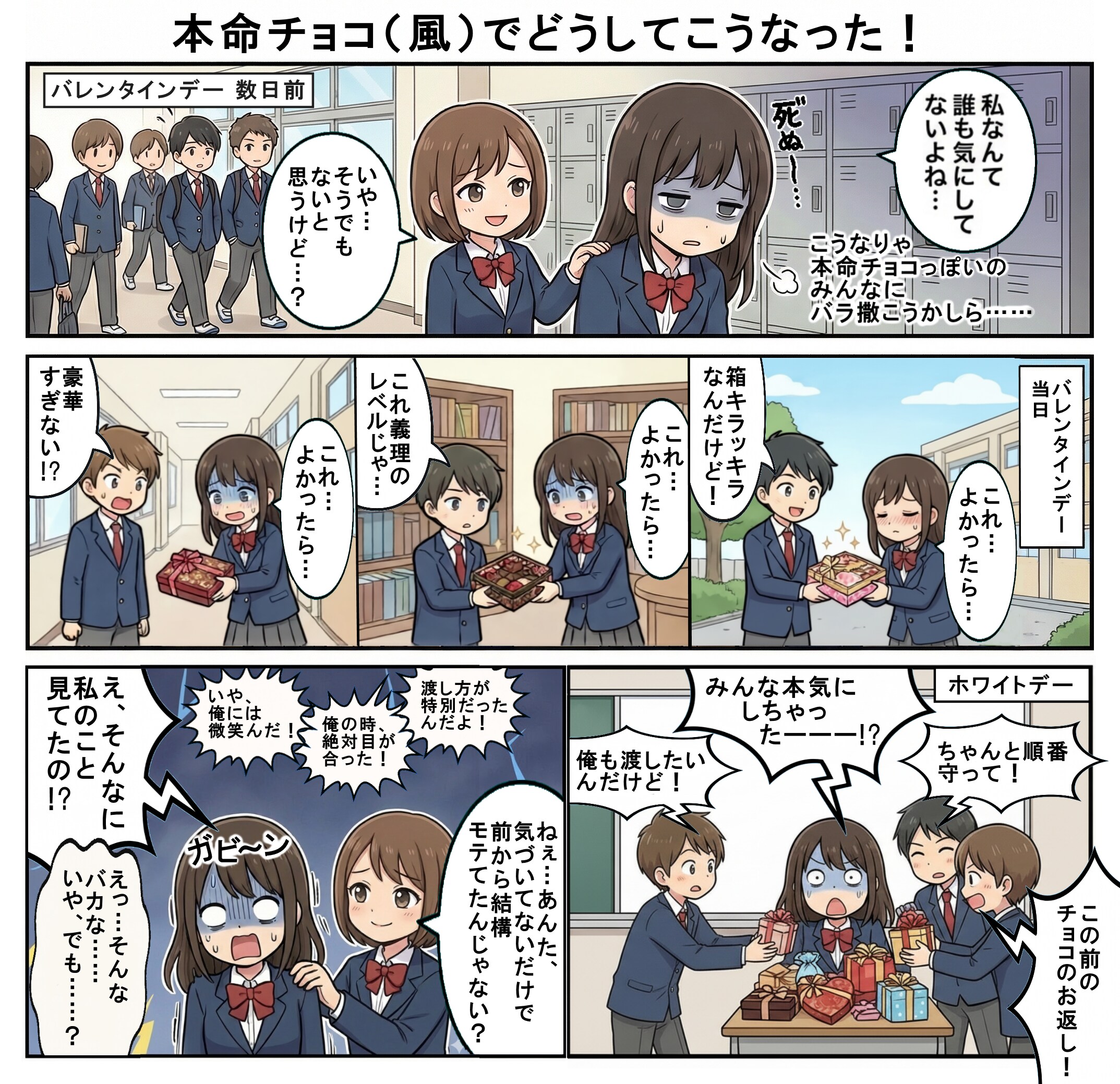 本命チョコ（風）でどうしてこうなった！（四コマ漫画【たた８】２５の１）