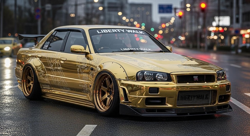 ゴールドリバティーウォークR34セダン