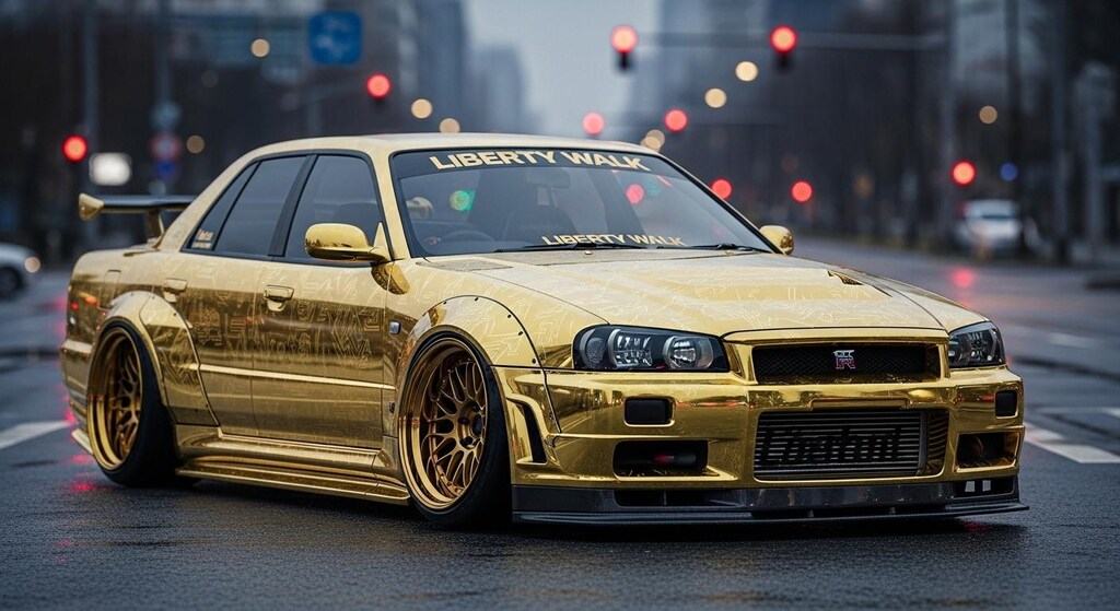 ゴールドリバティーウォークR34セダン