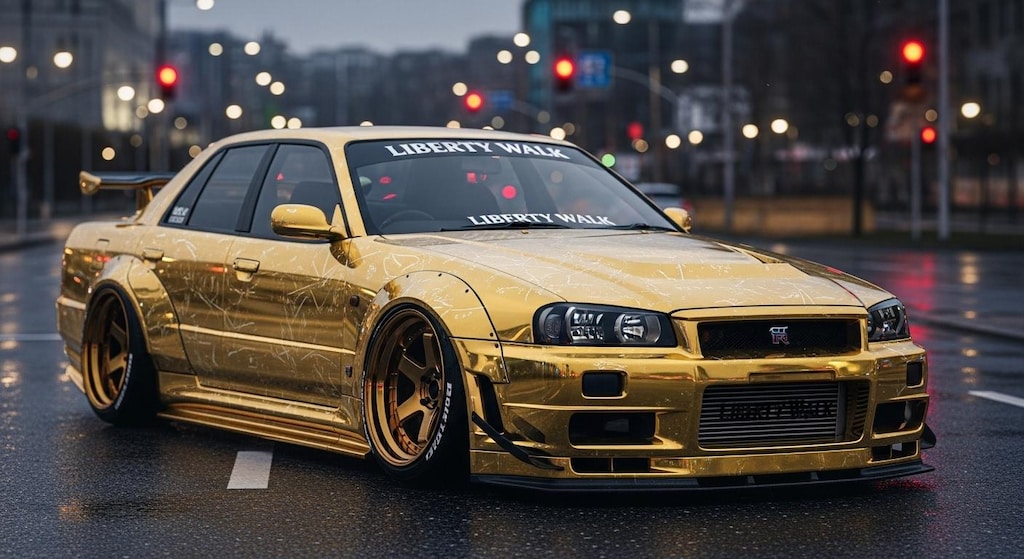 ゴールドリバティーウォークR34セダン