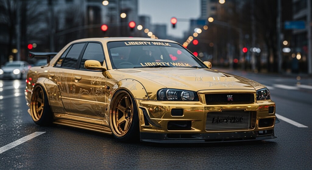 ゴールドリバティーウォークR34セダン