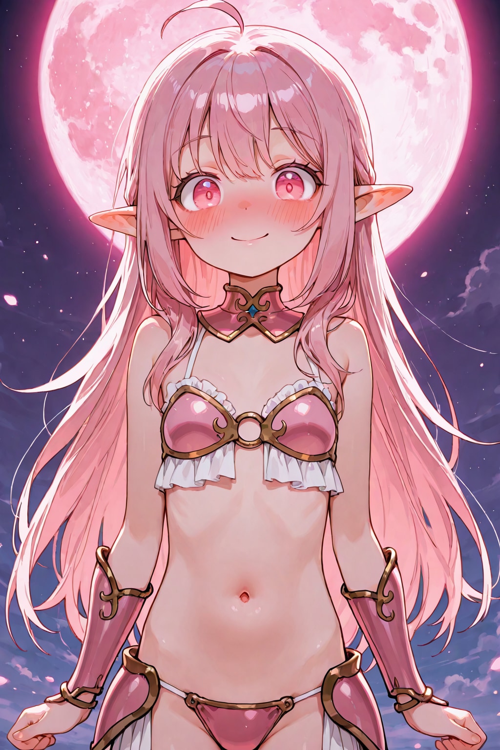 ピンク　月