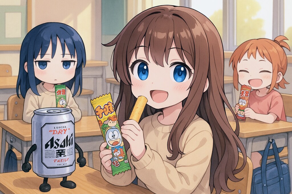 うまい棒を食べる小さな女の子
