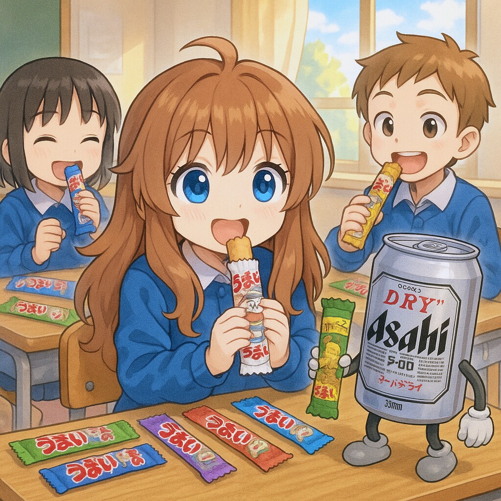 うまい棒を食べる小さな女の子
