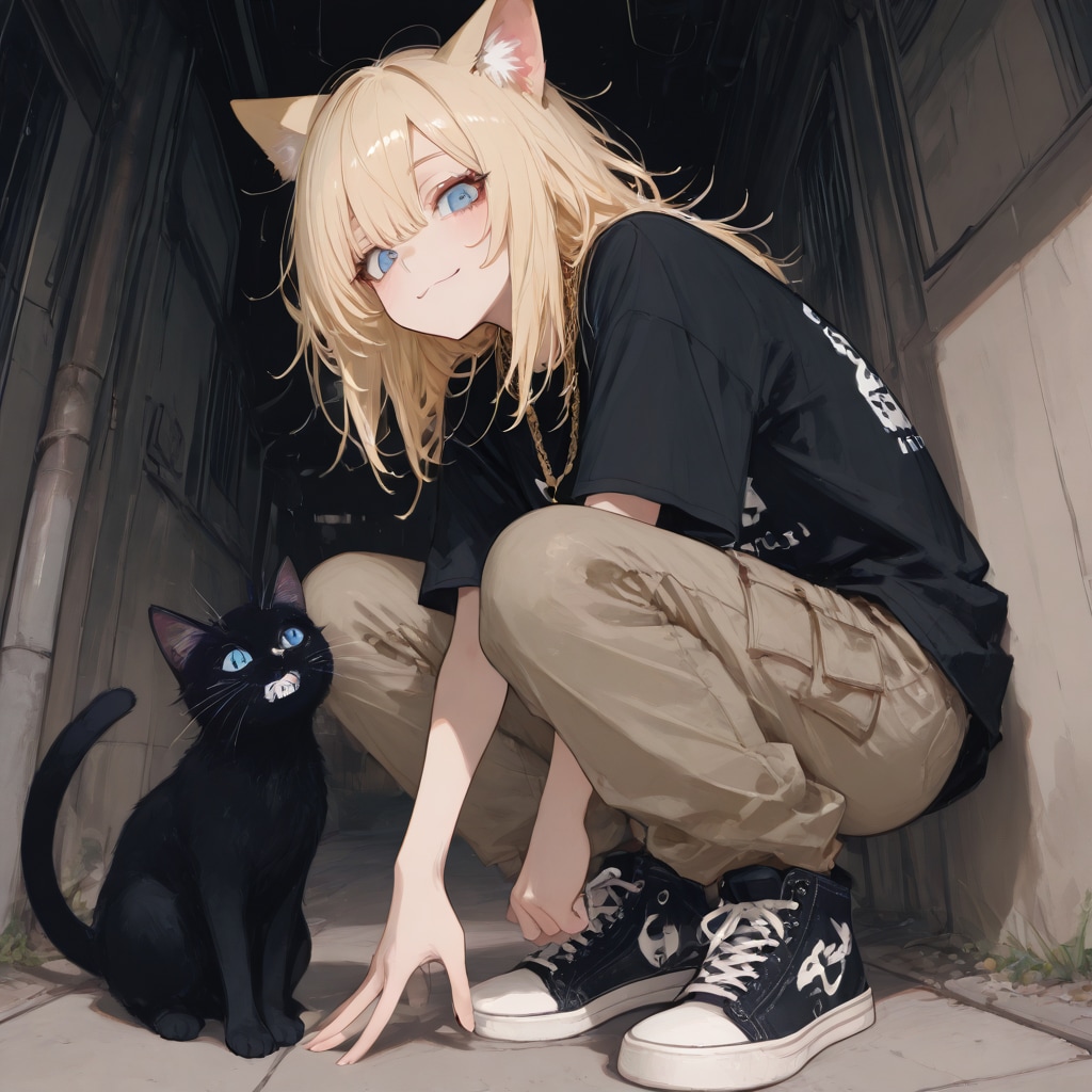 猫娘とでれ助（猫）