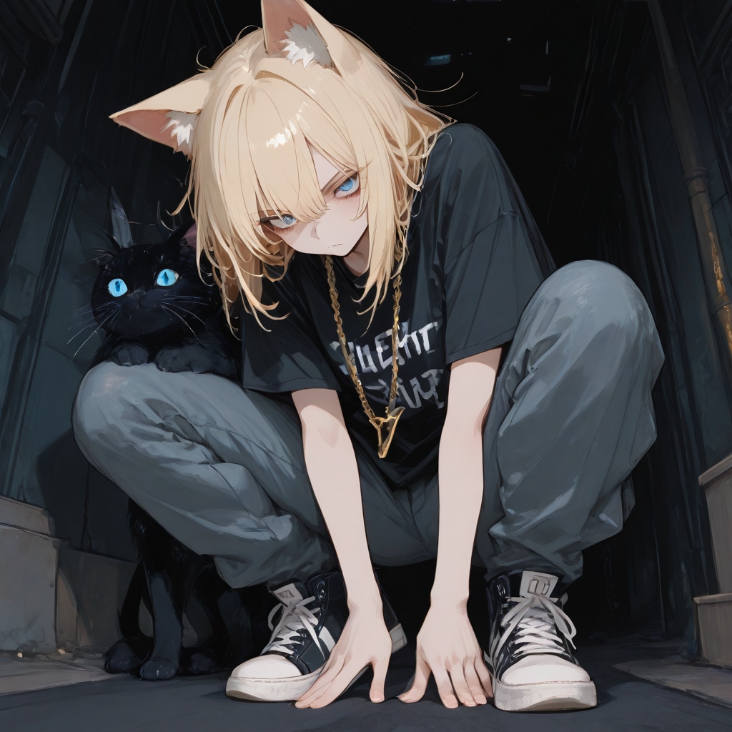 猫娘とでれ助（猫）