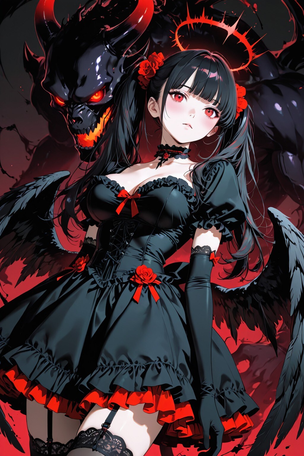Angel and Evil【「神の慈悲（いいね）などここには無い。あるのは私の飢えと、お前たちの承認欲求だけだ」天使と悪魔は表裏一体。】 | の人気AIイラスト・グラビア