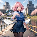 イラスト全モデル 城下町の桜通り 2枚目
