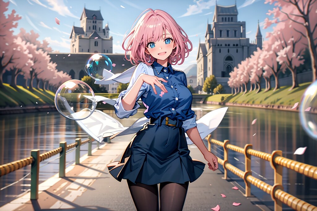 イラスト全モデル 城下町の桜通り