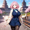 イラスト全モデル 城下町の桜通り 7枚目